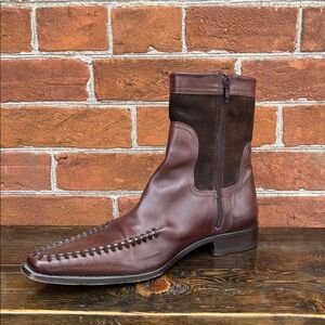 DSQUARED2 Two-Tone Brown Leather and Suede Zip Ankle Boots